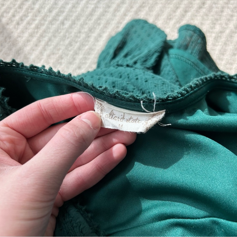 Altar'd State Forest Green Textured Ruffle Wrap Dress - Picture 8 of 14
